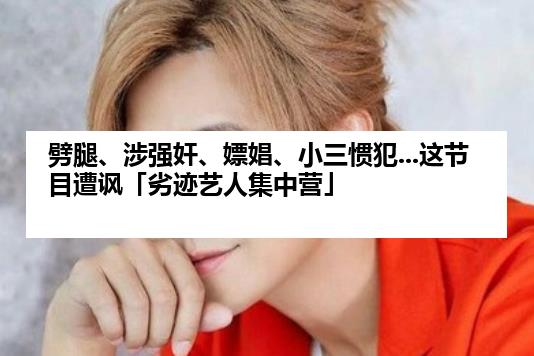 劈腿、涉强奸、嫖娼、小三惯犯...这节目遭讽「劣迹艺人集中营」