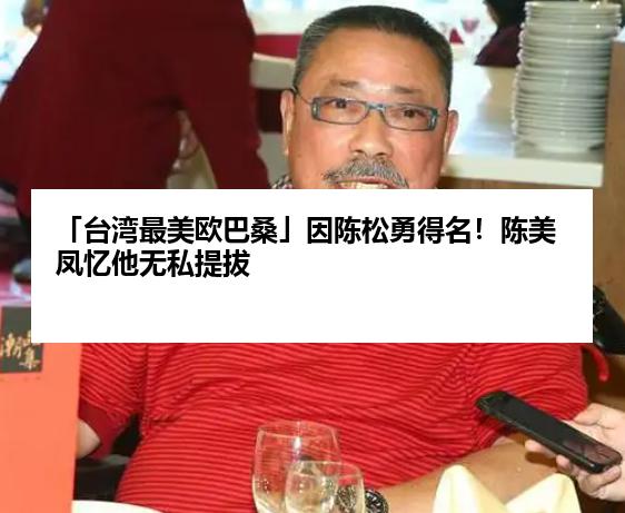 「台湾最美欧巴桑」因陈松勇得名！陈美凤忆他无私提拔