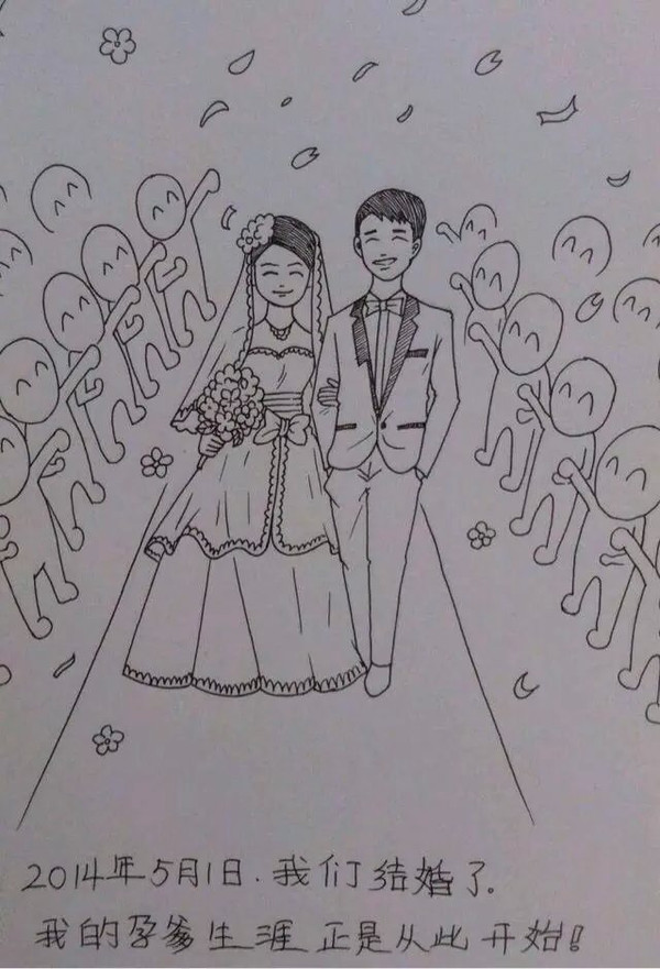 一个男人用漫画描绘出老婆从怀孕到生产的所有细节