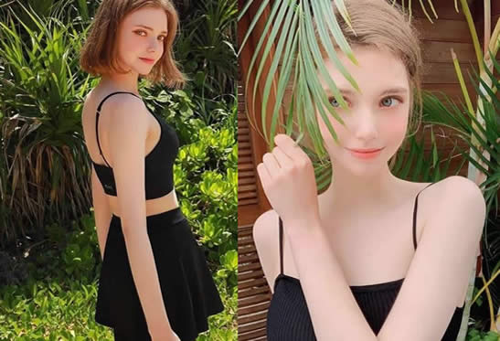 chloe虽然娇小，但身高有166cm，可以称得上纤瘦高挑的好身材了，还有细细的蜂腰，该有肉的地方有肉，该瘦的地方瘦身材比例简直不要太完美。